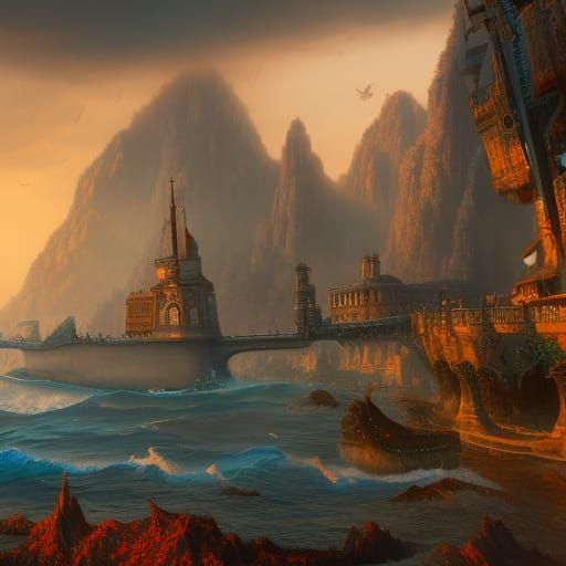 Epic Shark Emerges: Detailed Fantasy Concept Art