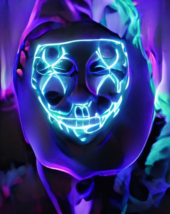 Glowing Halloween Mask in Neon Light