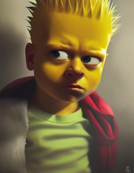 "Bart Simpson, hyperrealistic,  Portrait, nice by Greg Rutko...