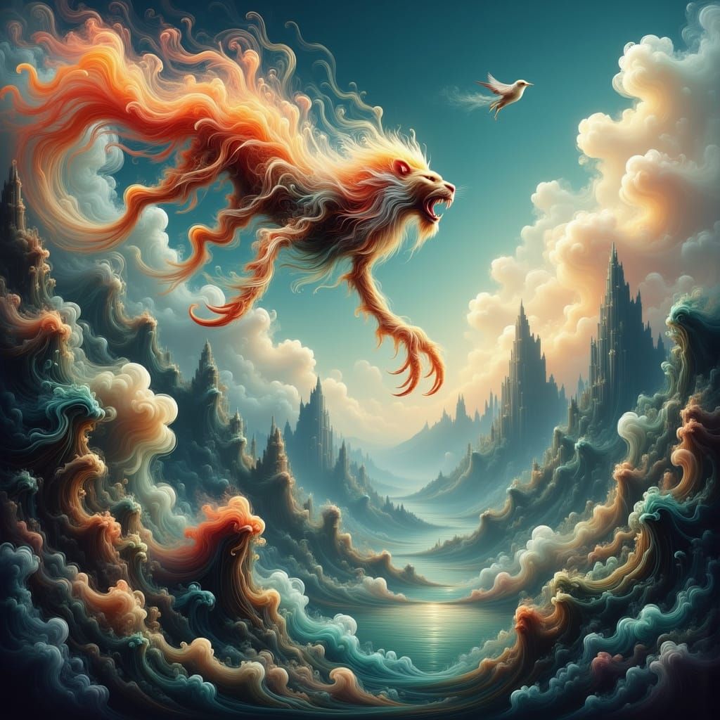 Alien Hybrid Lionfish Scorpion Above Coral Reef Alps