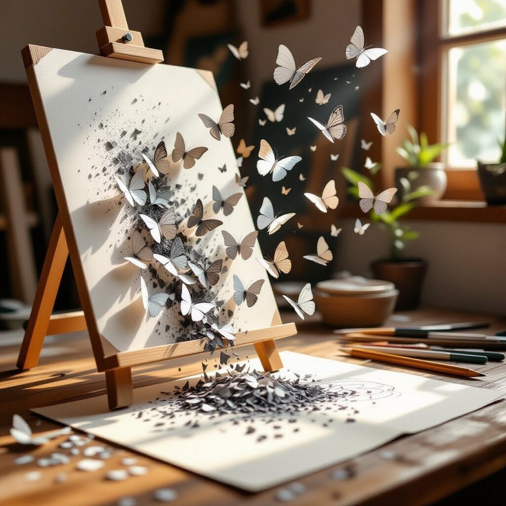 Butterflies With Wood Grain Wings Emerge From Pencil Shaving...