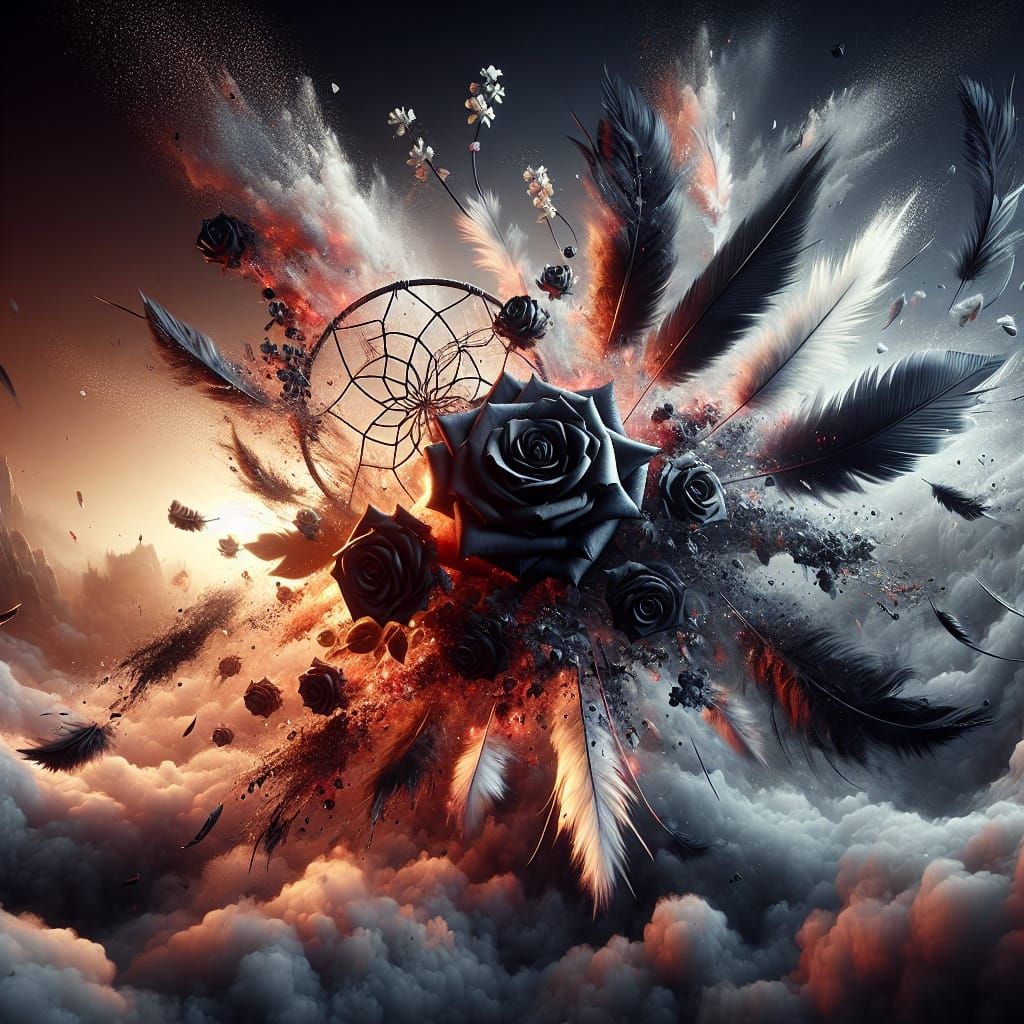 Schwarze Rosen als Traum stilisiert.