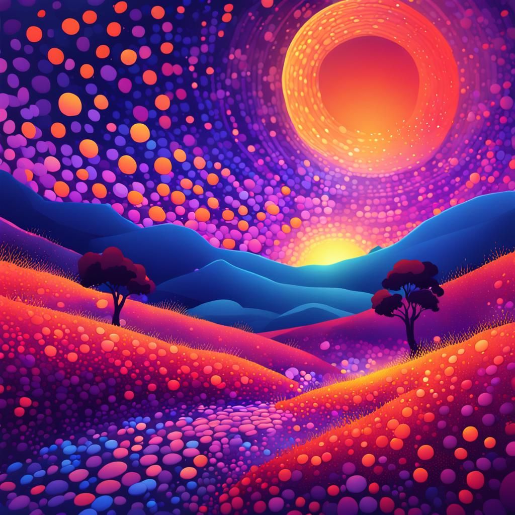 Dotted Sunset: A Fantastical Matte Painting