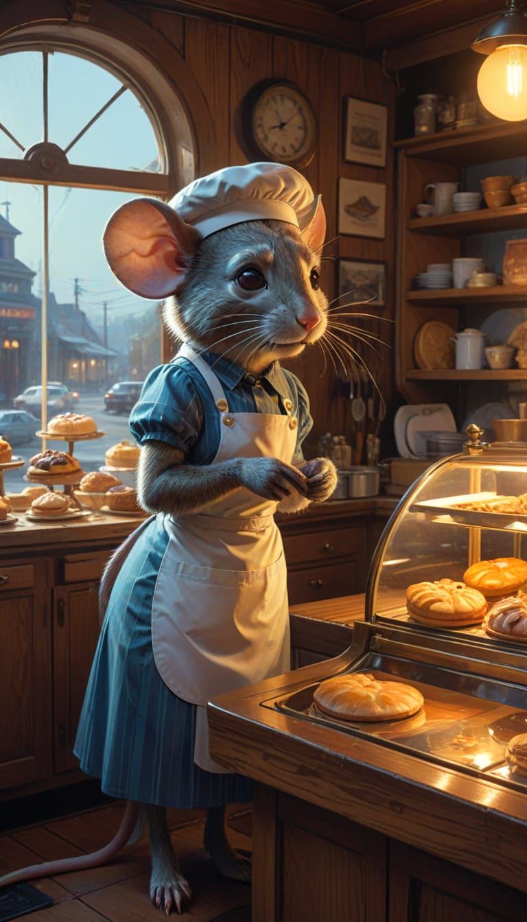 Charming Mouse Baker in 1950s Bakery Style