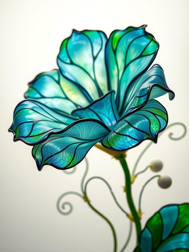 Iridescent Glass Flower in Art Nouveau Style