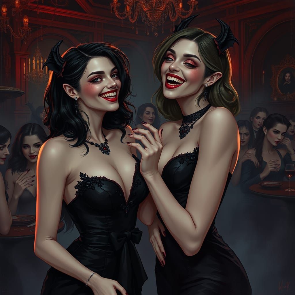 Vampire Couple in Gothic Nightclub