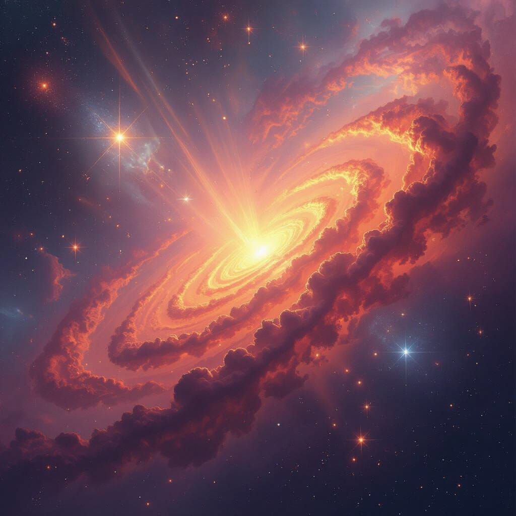 Vibrant Cosmic Nebula in Warm Colors