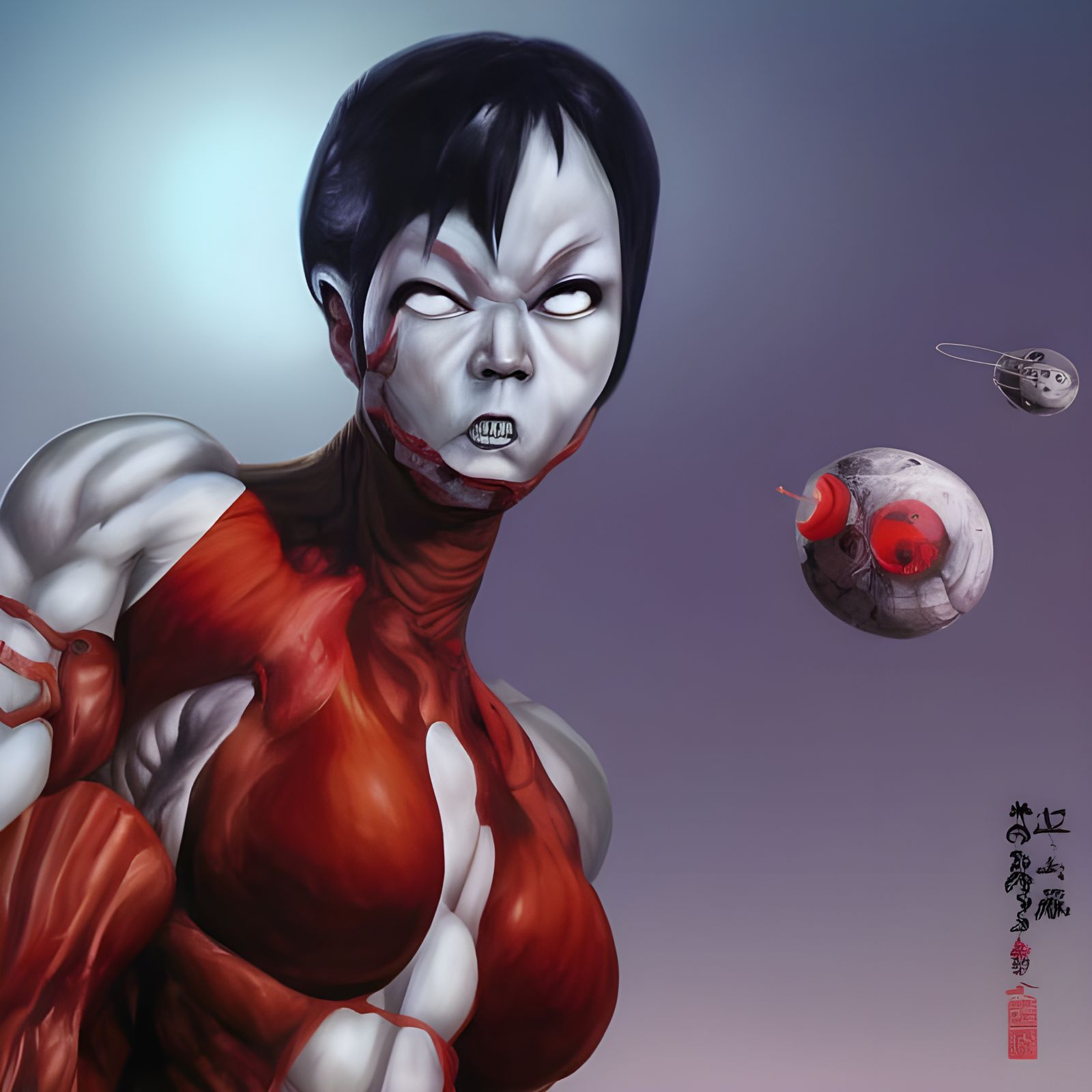 Horror Muscle Goddess in Hyperverse Space