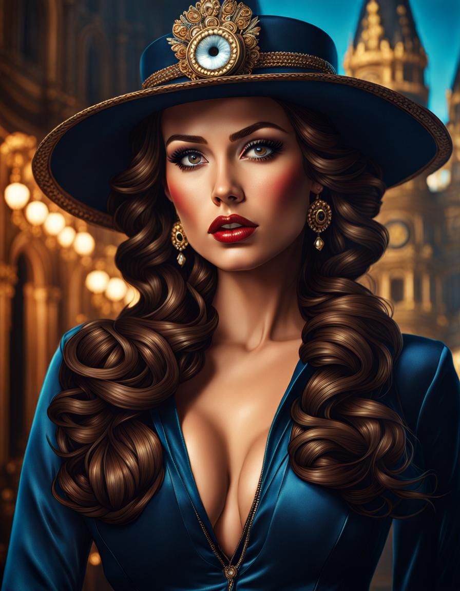 Detailed Pin-Up Portrait of a Gorgeous Woman