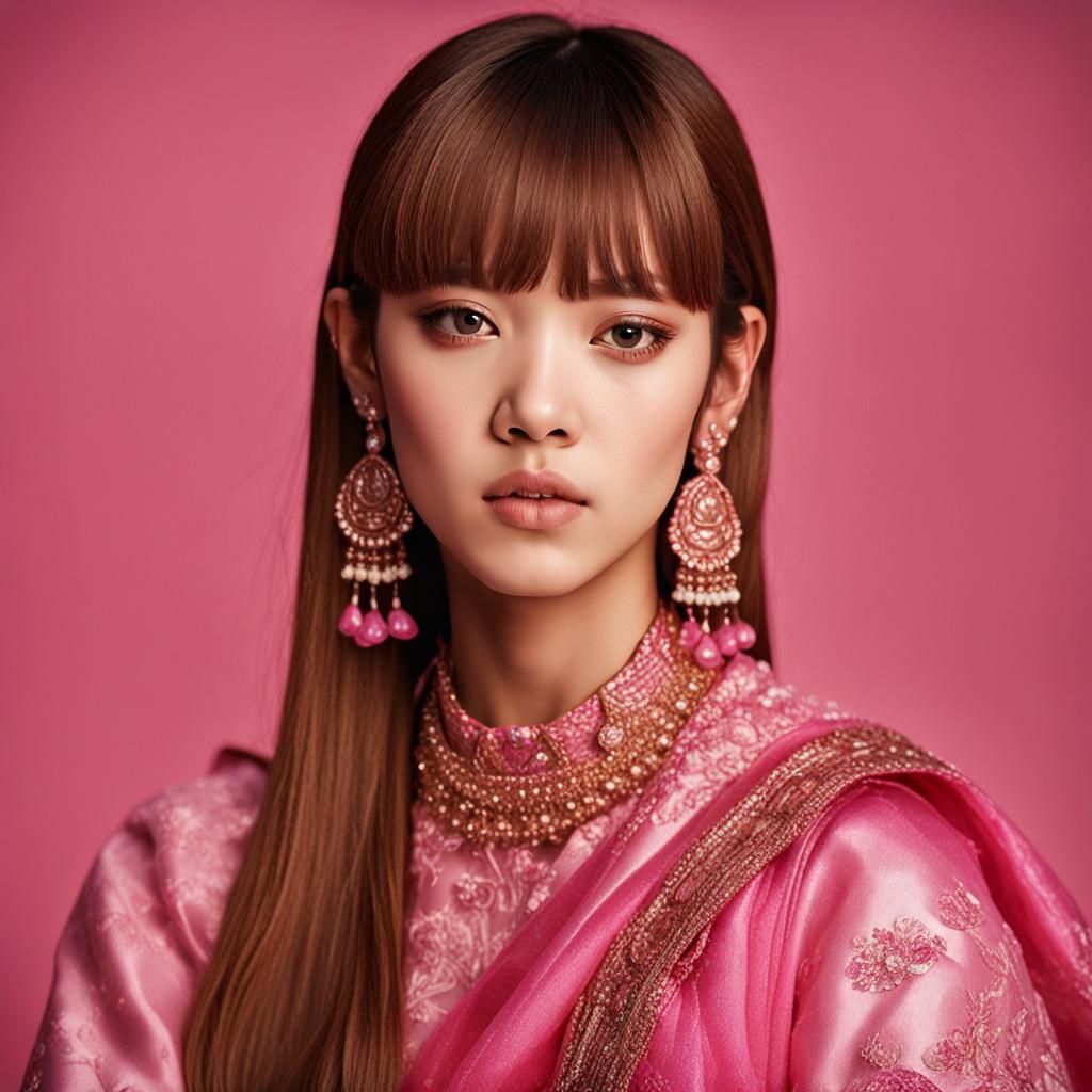 Woman in Pink Saree, Professional Portrait