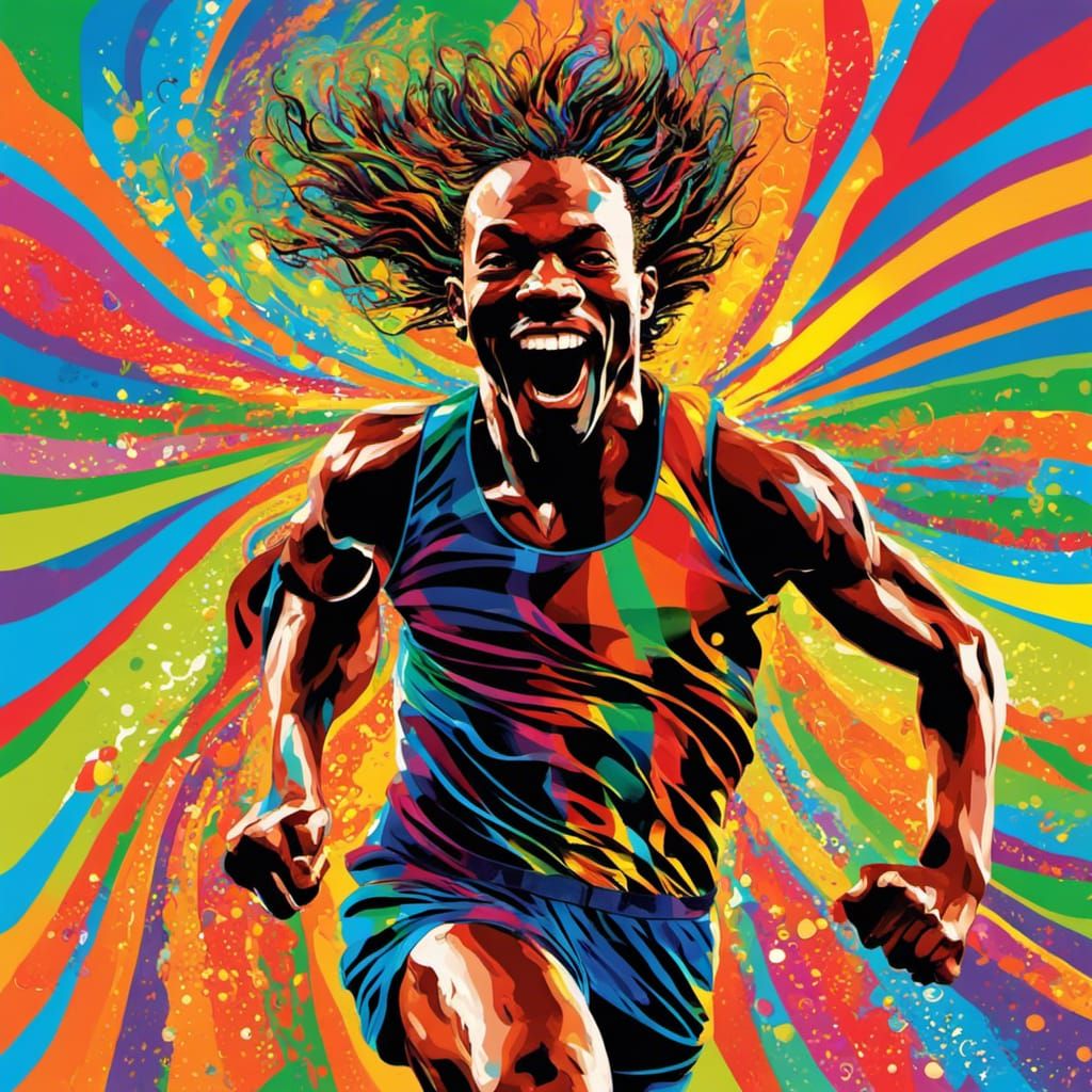 Ecstatic Runner Wins Olympics in Psychedelic Style