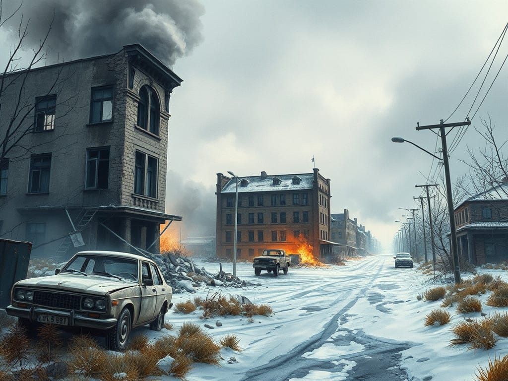 Charming Winter Cityscape in Dark Fantasy Style