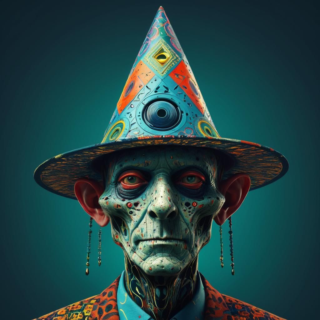 Surreal Portrait with Hieronymus Bosch Hat