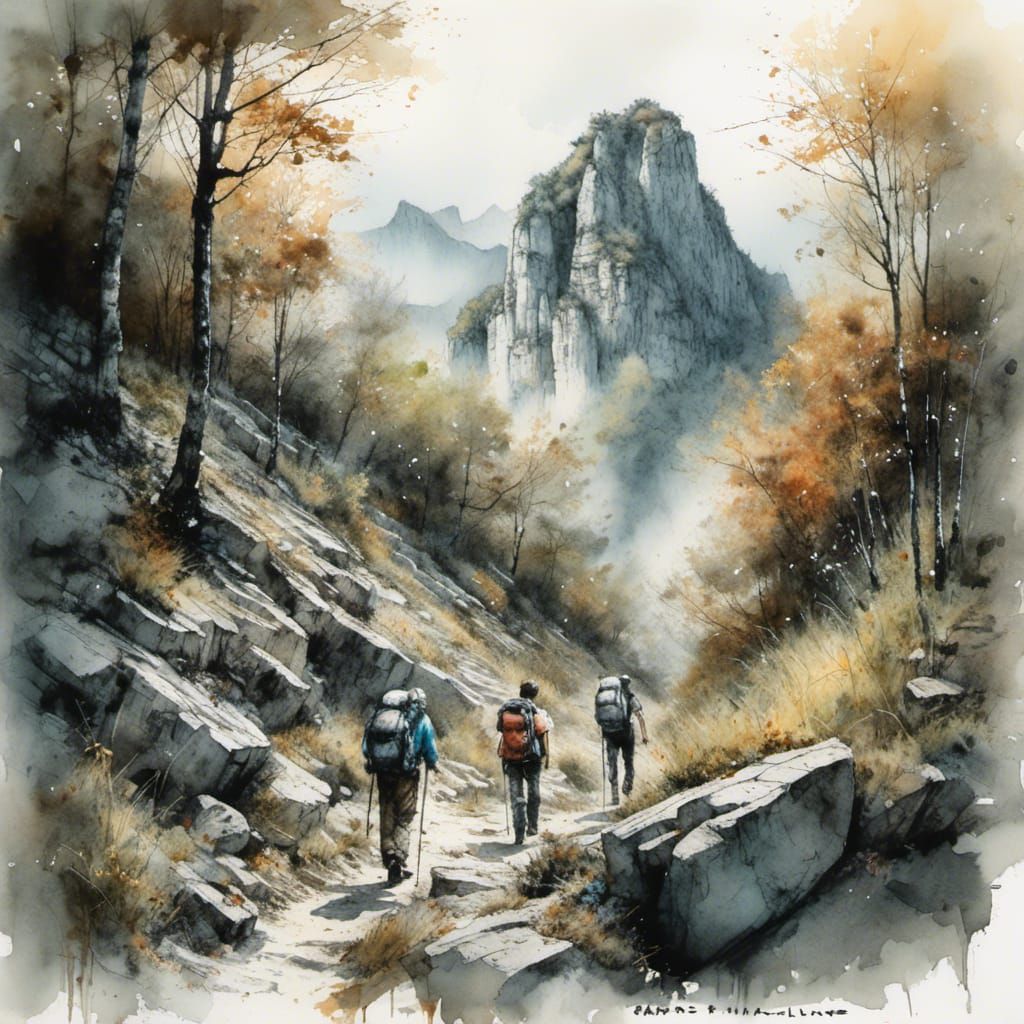 Karst Mountain Trail with Chiaroscuro Lighting