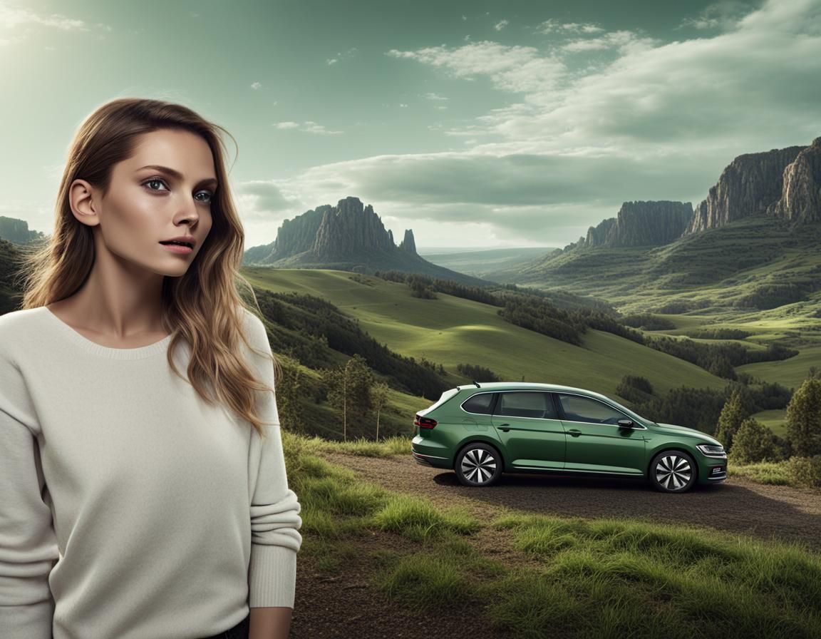 Real Estate Photo of Volkswagen Passat at Sunset