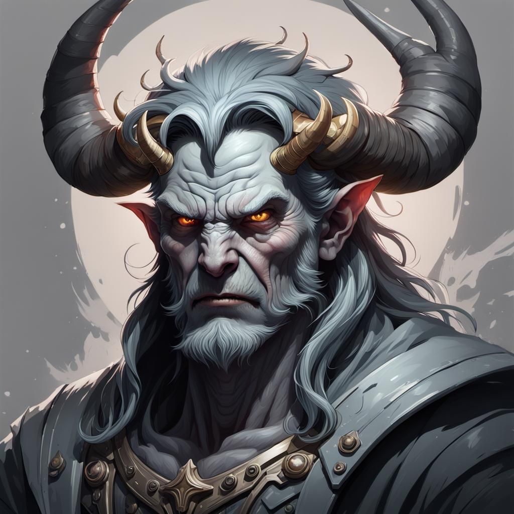 Man with Horns: Hyperdetailed Digital Art Portrait