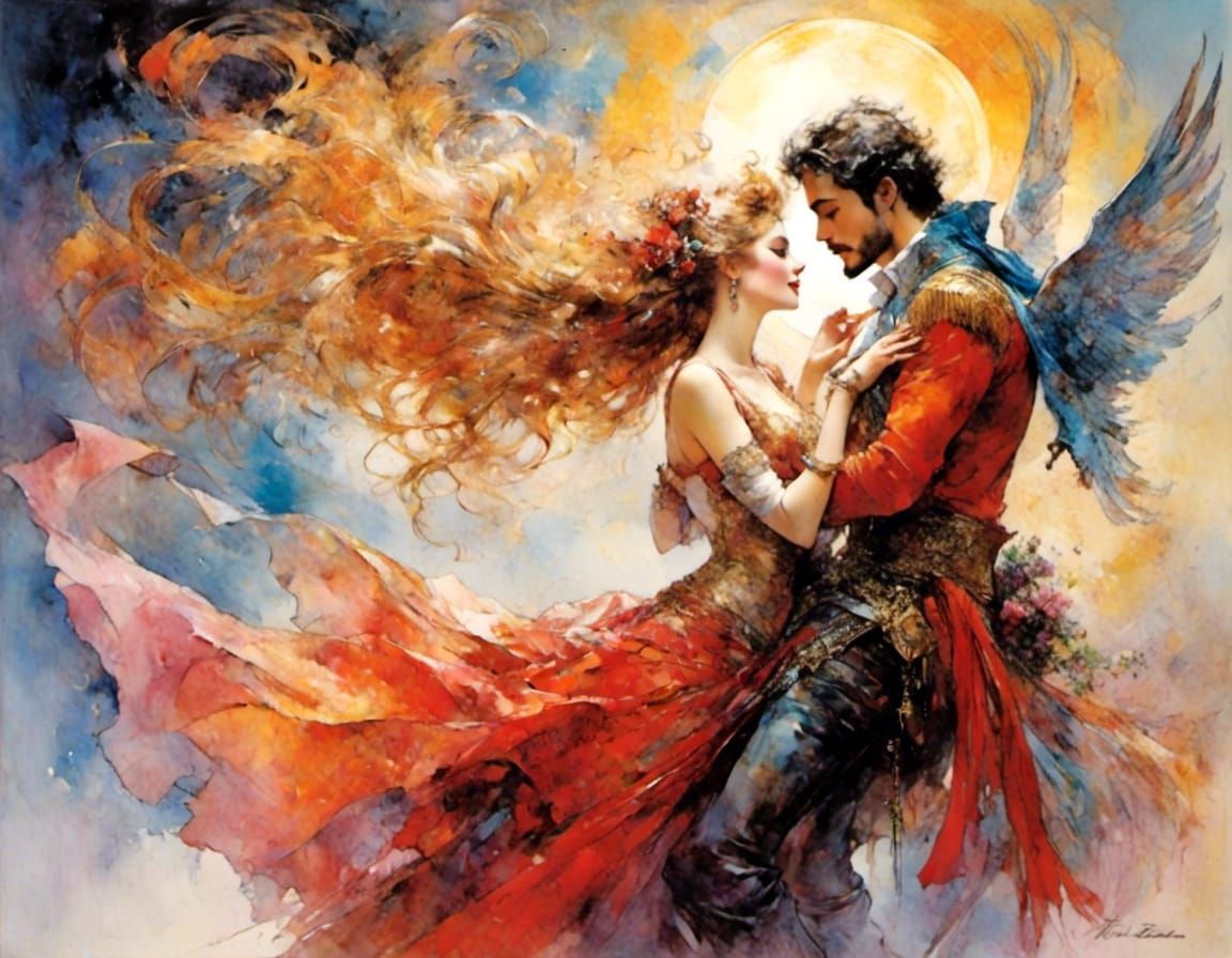 Twin Flames in Modern Artistic Style