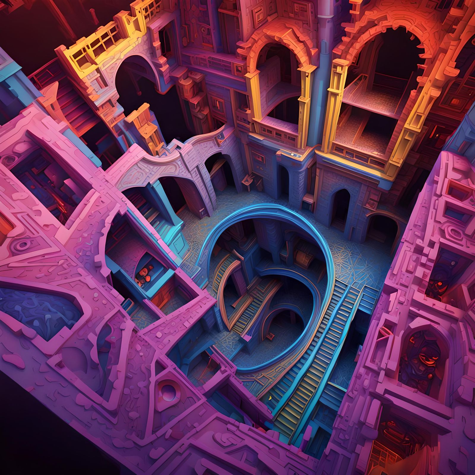 Abstract Geometric Art in Neon Colors