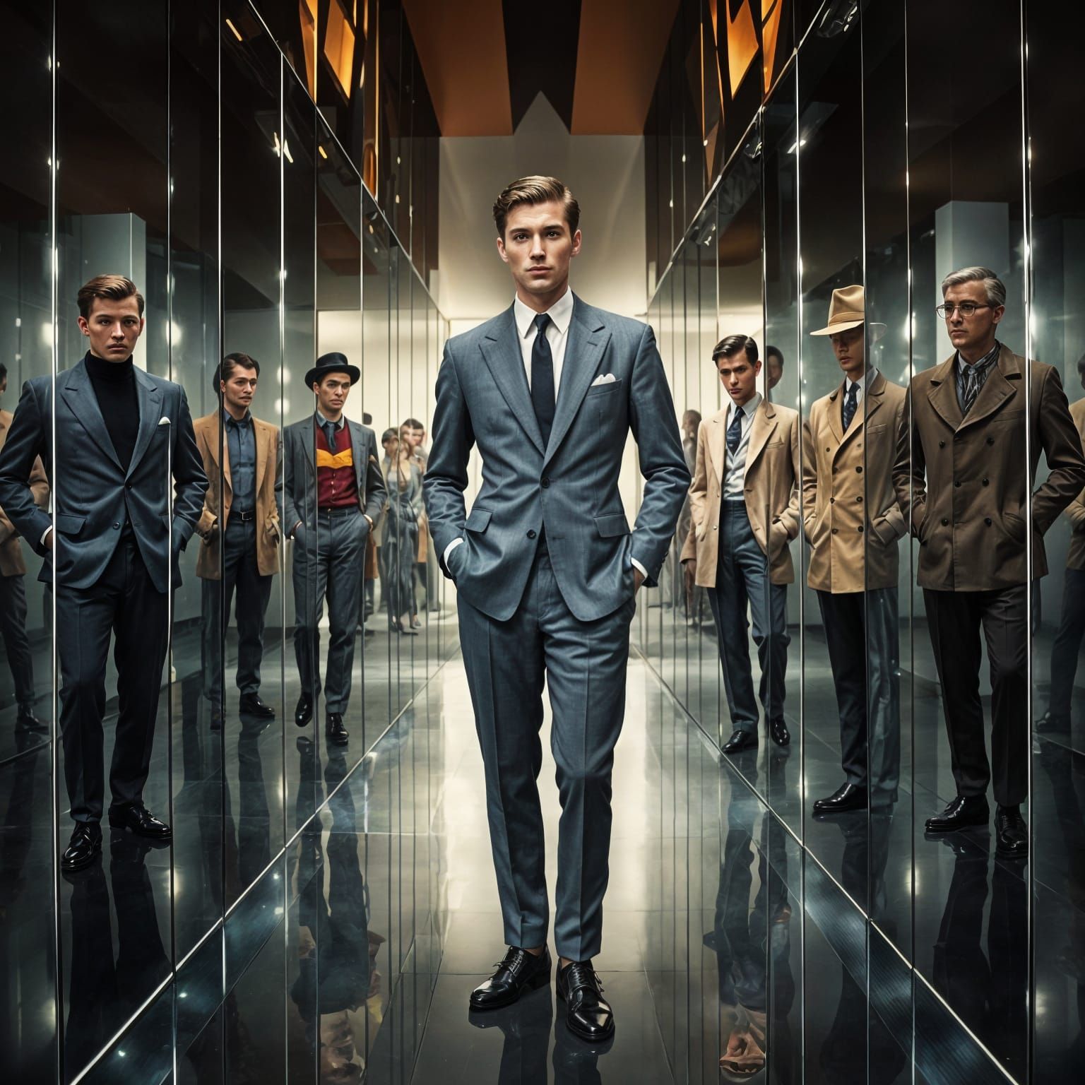 1950s Fashion in Hall of Mirrors