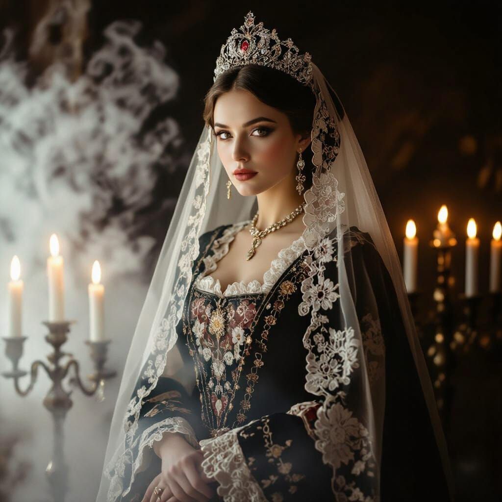 Ghostly Tsarina Evdokija in Sepia Tone Photography