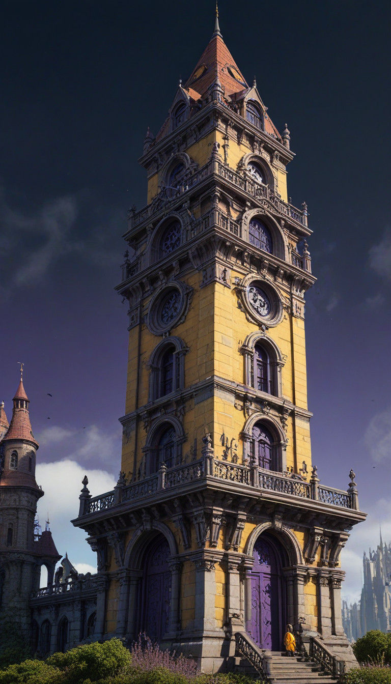 Steampunk Gothic Wizard's Tower in Dark Fantasy Style