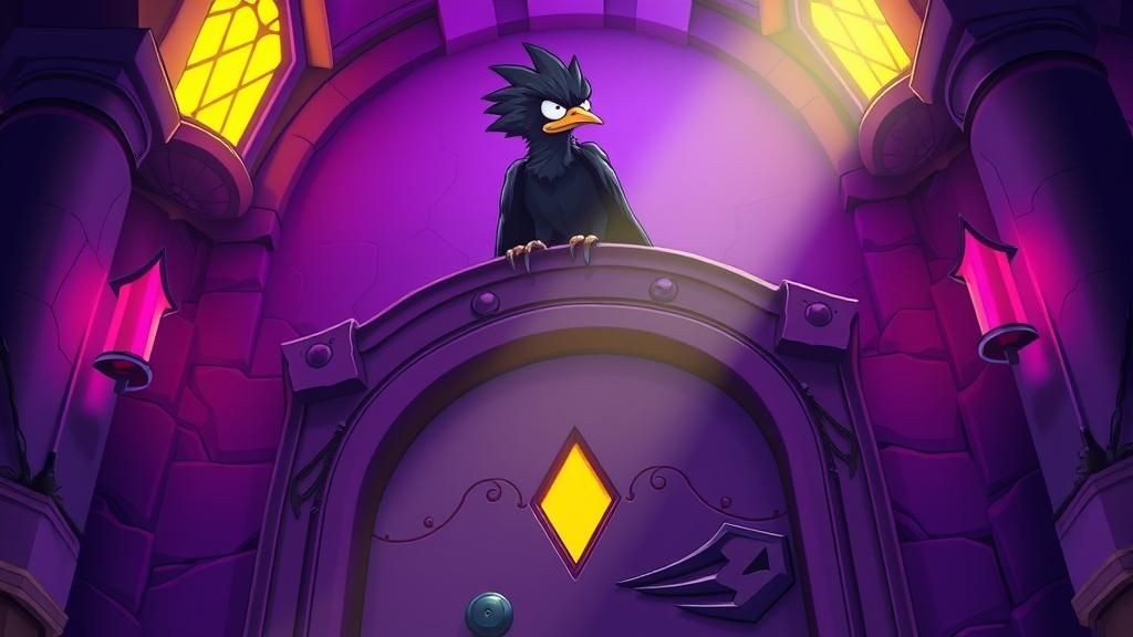 Raven Bart Simpson on Purple Door, Fantasy Art