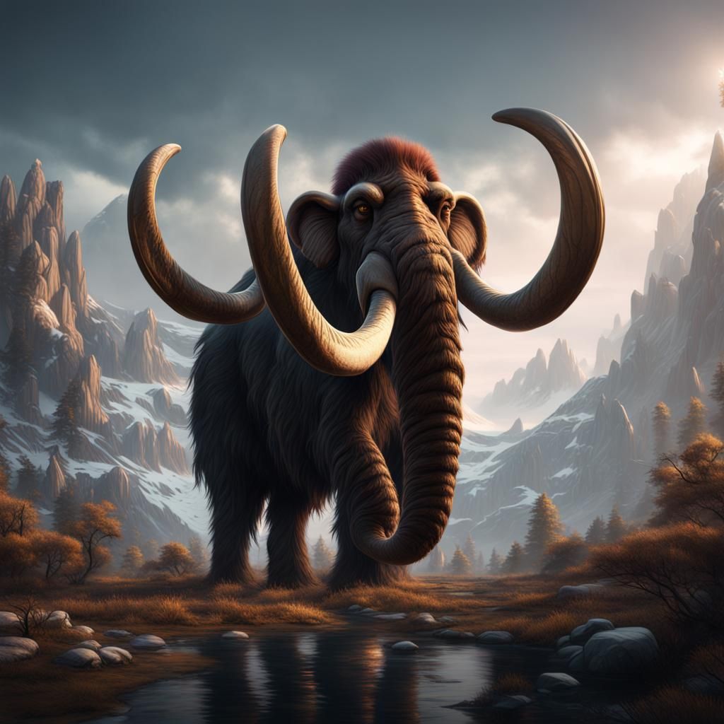 Detailed Mammoth Matte Painting in Deep Color