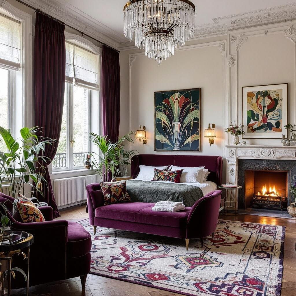 Industrial Art Nouveau Bedroom: Ornate 1920s Style