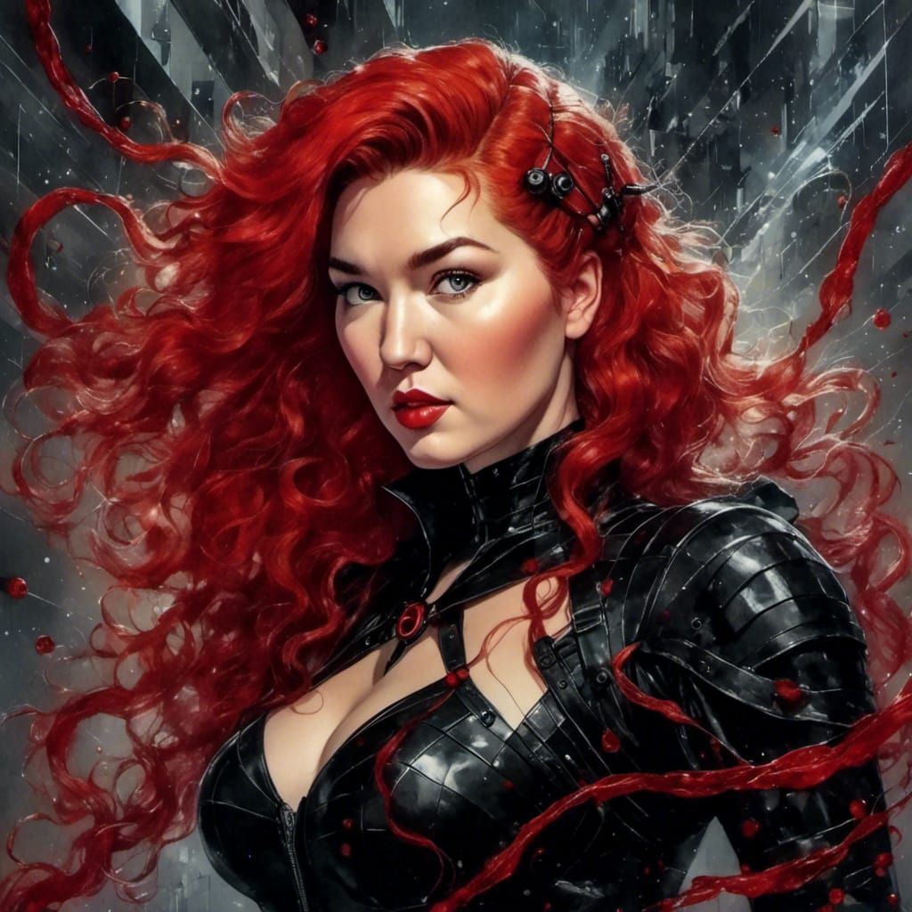 Black Widow Cosplay in Comic Book Style