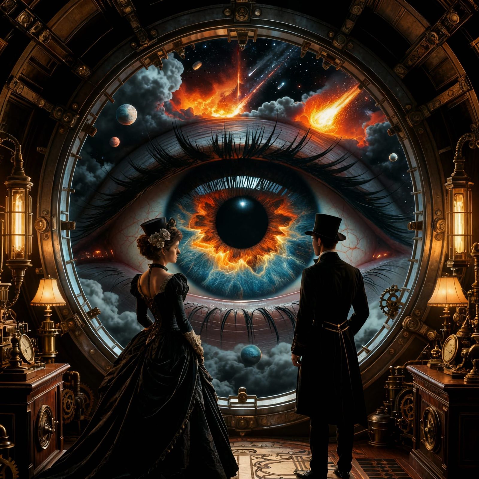 All Seeing Eye Merging Within a Futuristic Time Machine
