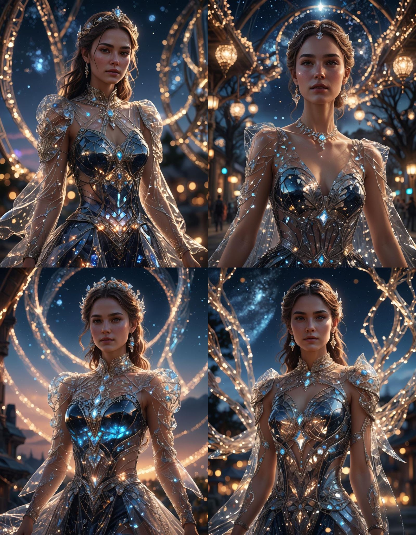 Woman in Glass Dress: 3D Digital Art