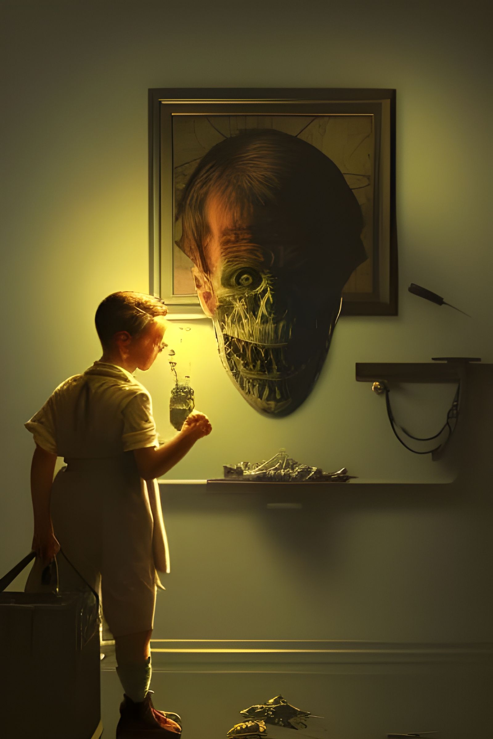 Ominous Hyperdetailed Painting in Rockwell Style