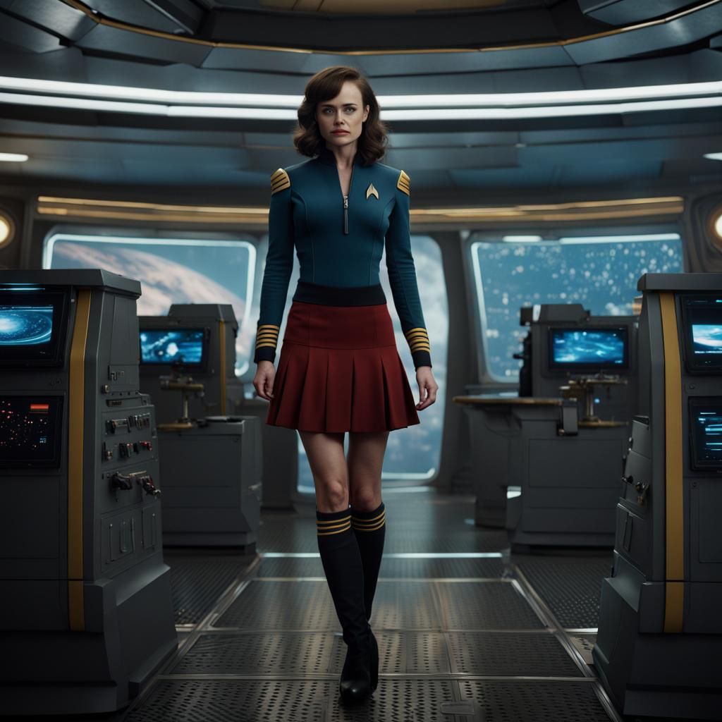 Starfleet Captain on the Bridge: Detailed Matte Painting