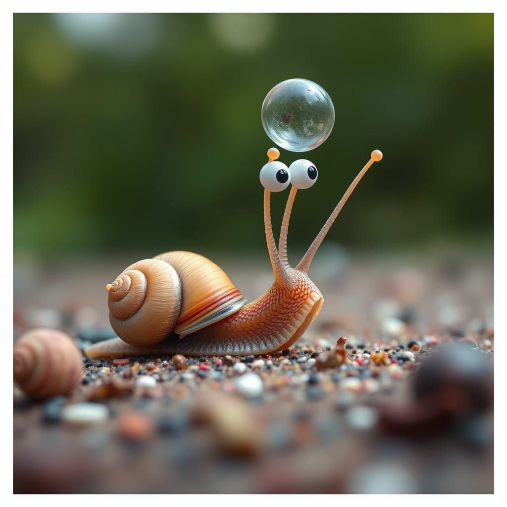 Ethereal Snail Radiates Joy in Whimsical Surrealism