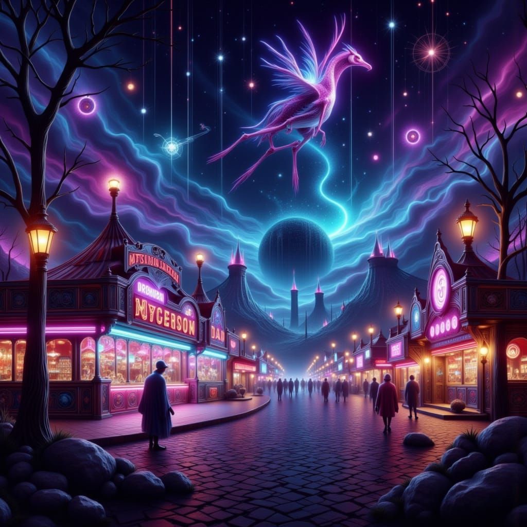 Mystical Carnival at Dusk in Digital Painting Style