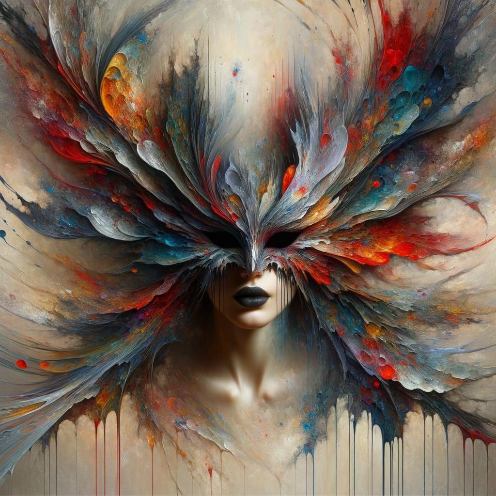 Surreal Masked Figure in Expressionist Style