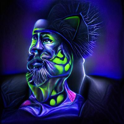 Perfect Cell Portrait in Black Light Style