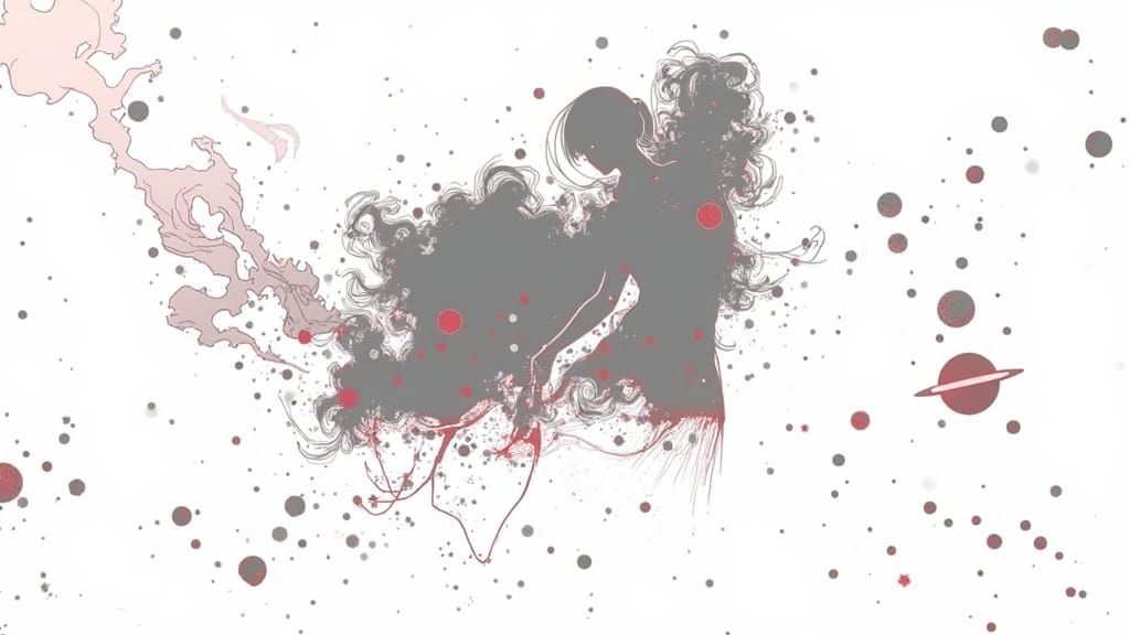 Cosmic Girl in Red and Grey Comic Book Style