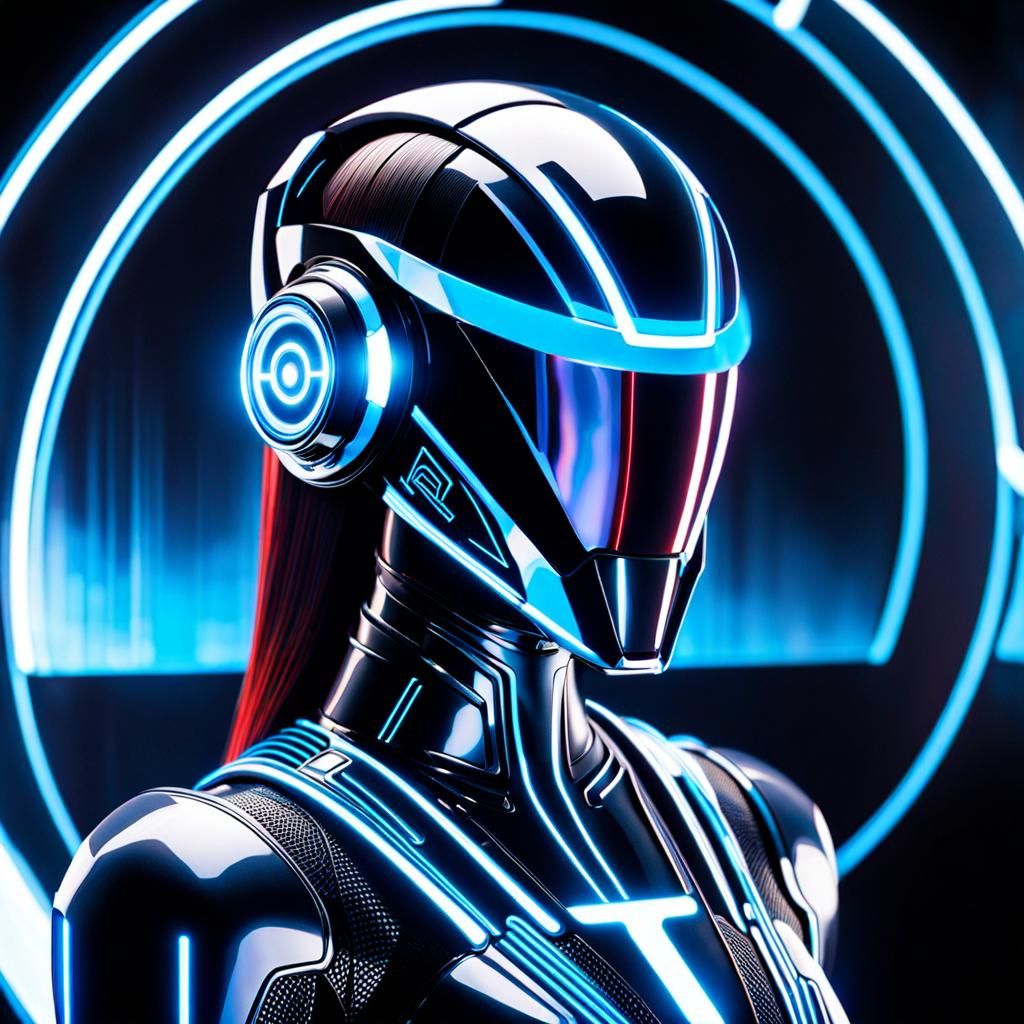 Holographic Tron Character Projection in Futuristic Style