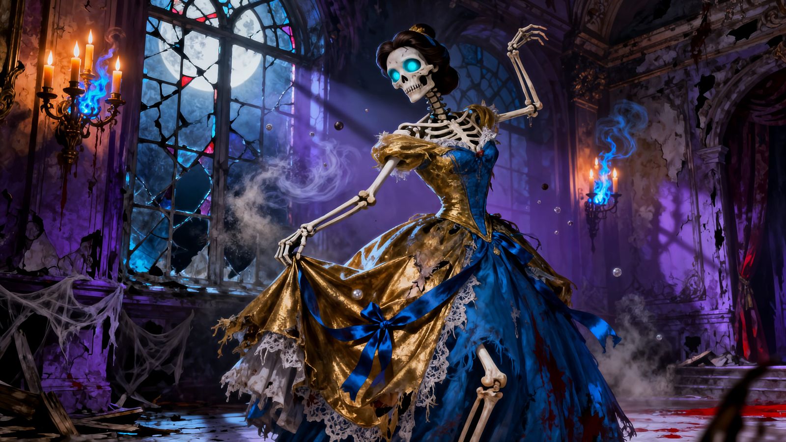 Skeleton Princess Belle Dancing in Ballroom