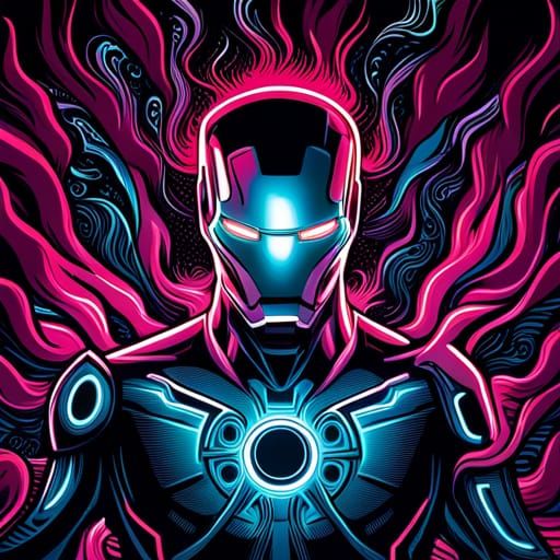 Hypnotic Ironman in Psychedelic Pop Art