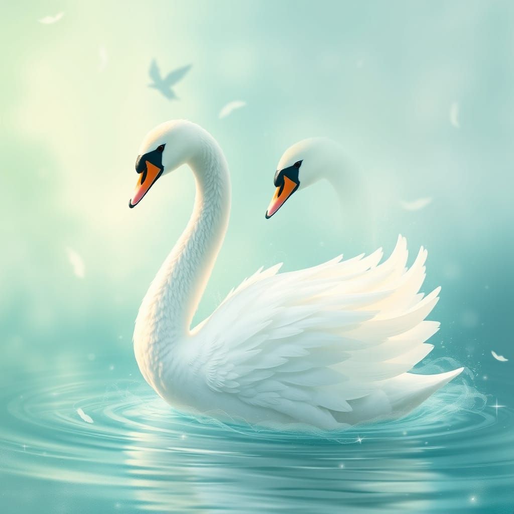 Ethereal Swan in Whimsical Pastel Hues