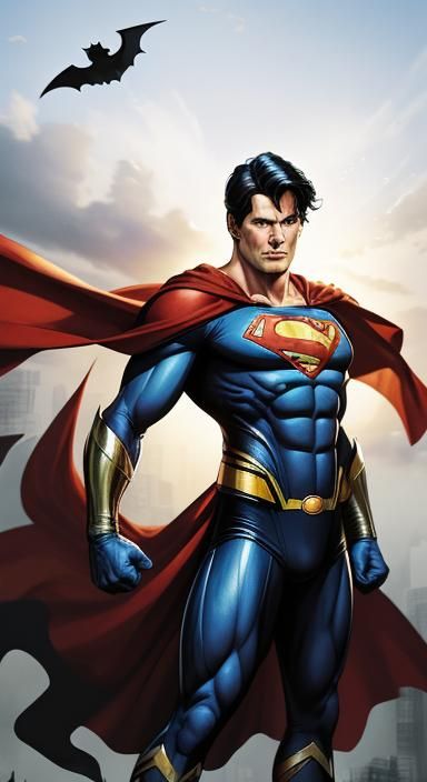 Superman with Batman Cape and Angolan Flag