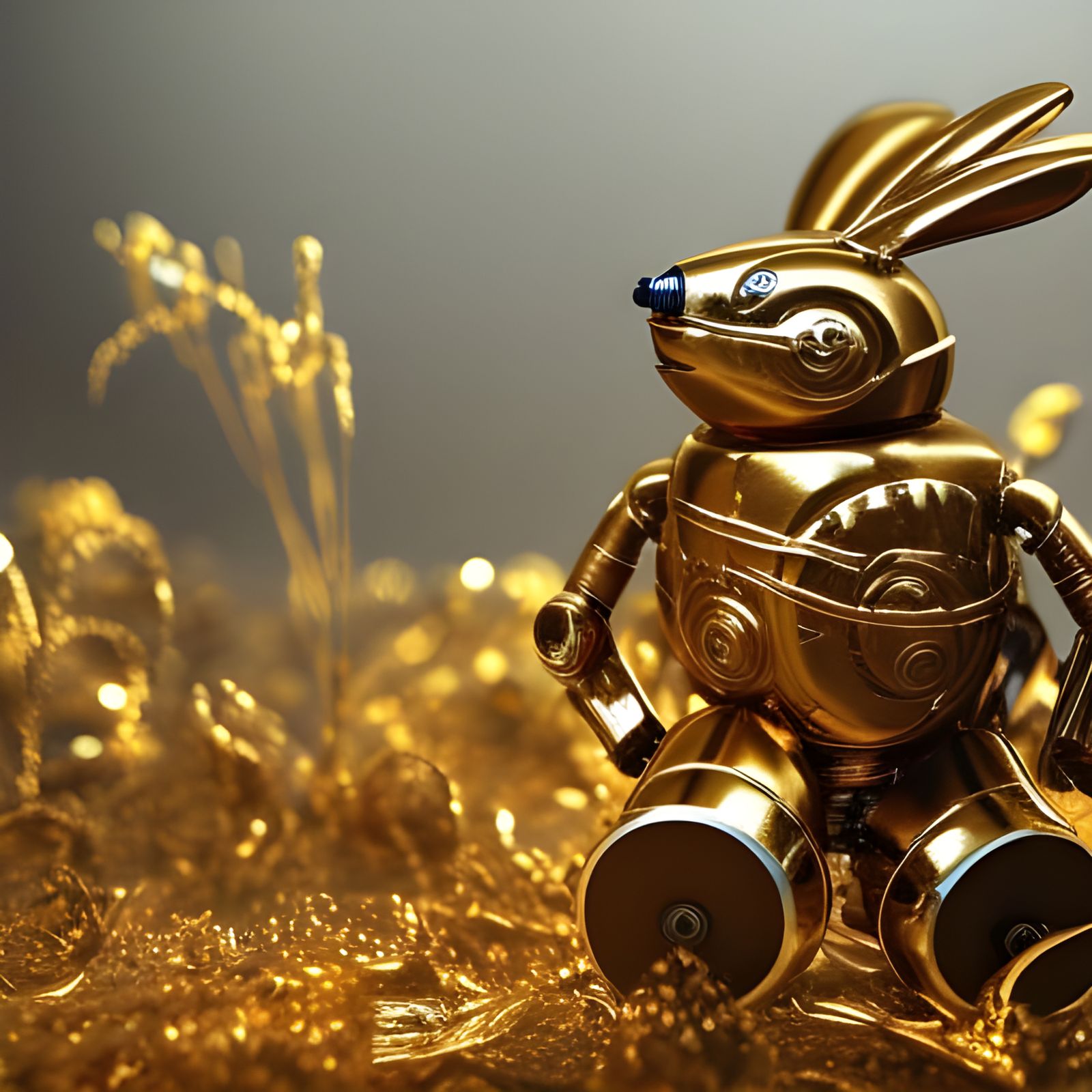 Gold Plated Robot Rabbit: Digital Matte Painting