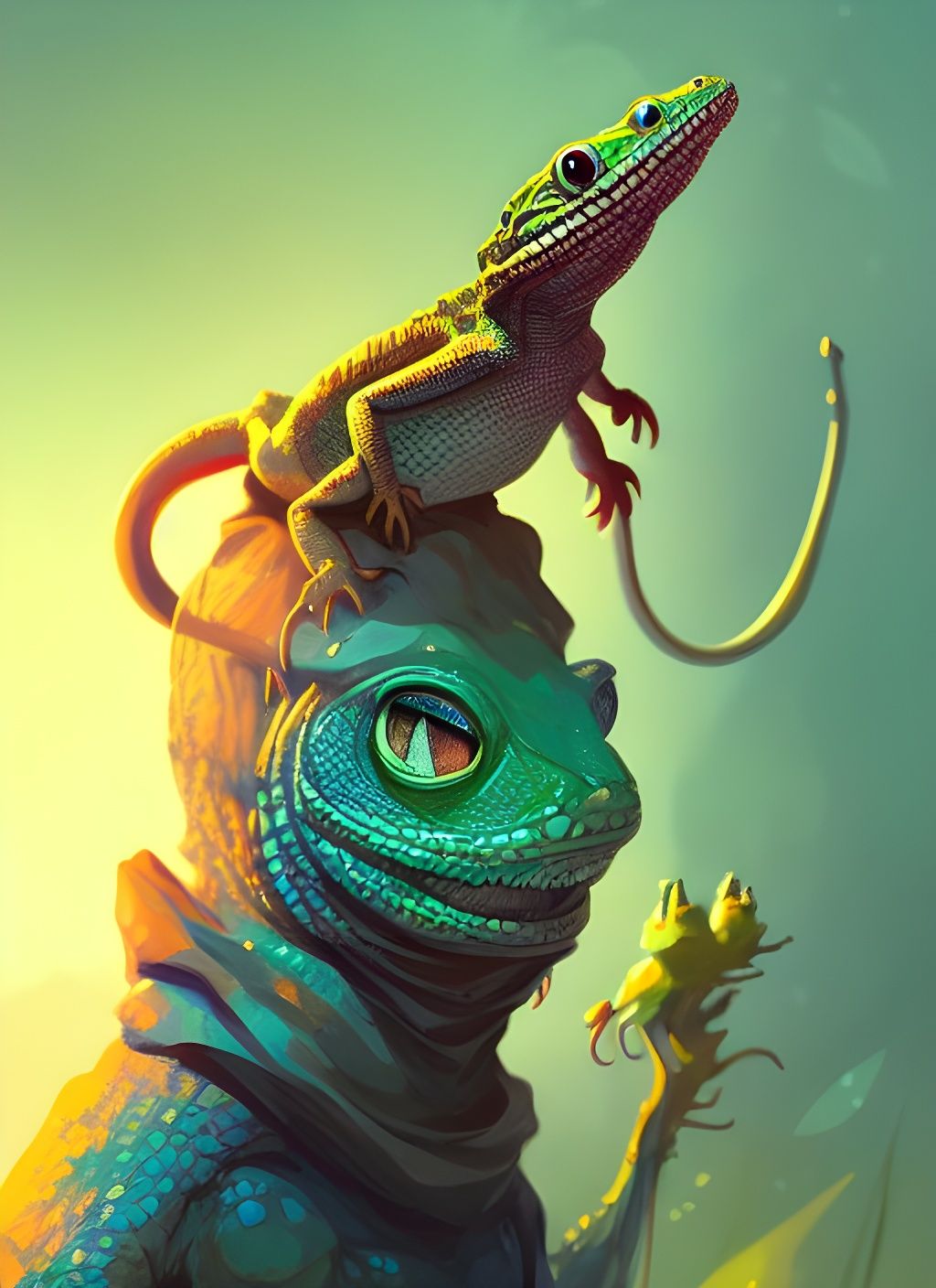 Cute Lizard Wizard Portrait in 8k Resolution
