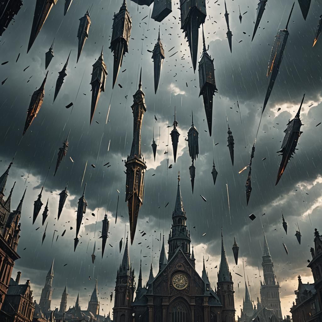 Daggers Rain Down in Dramatic Digital Painting