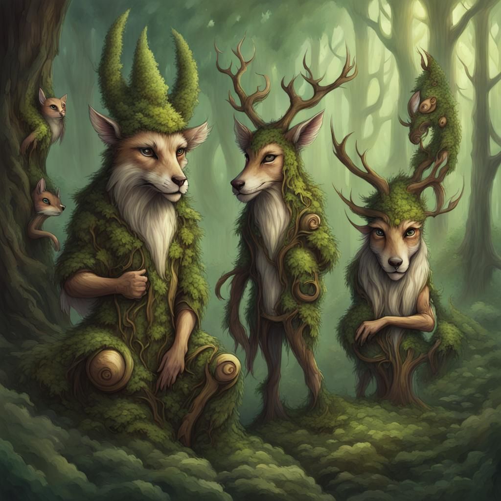 Enchanting Fantasy Forest Dwellers in Magical Habitat