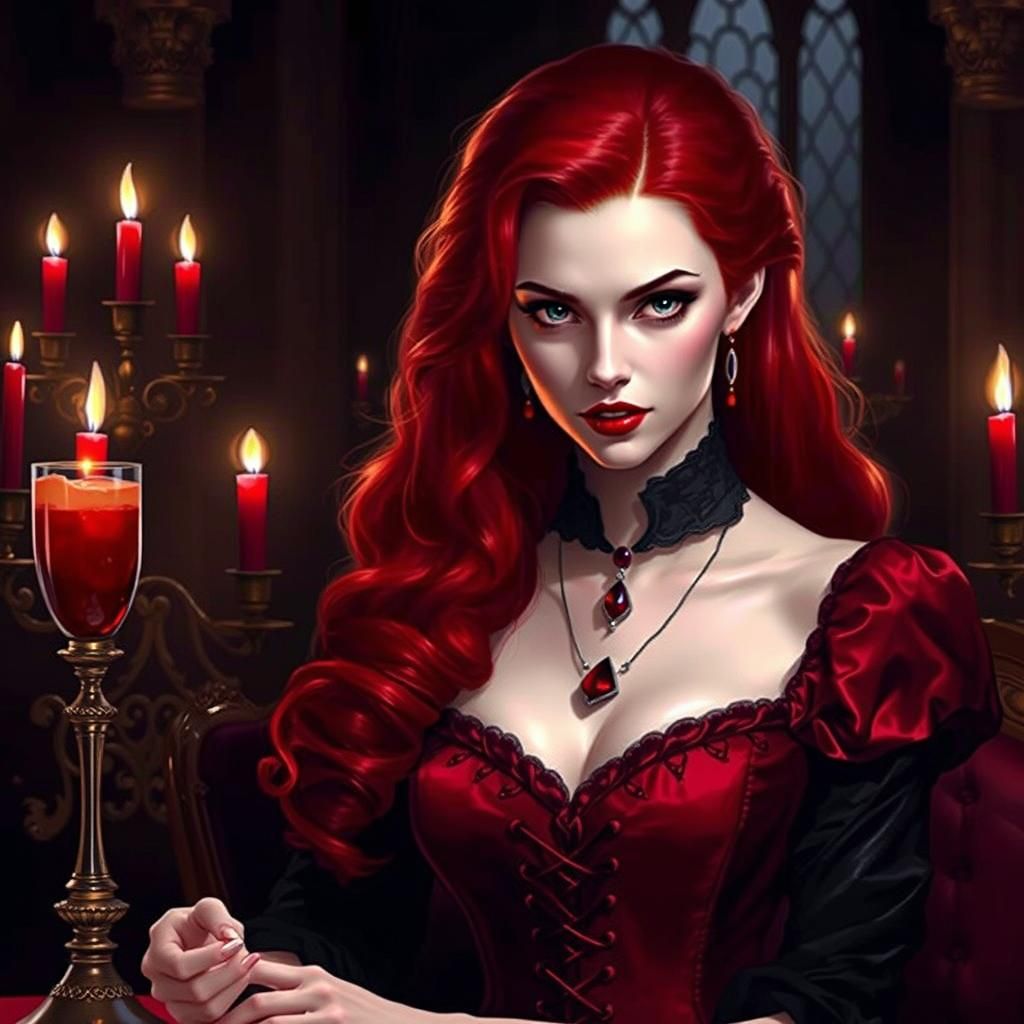 "half body, beautiful female vampire,