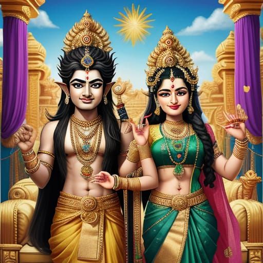Divine Marriages of Hindu Gods and Goddesses in Epic Art