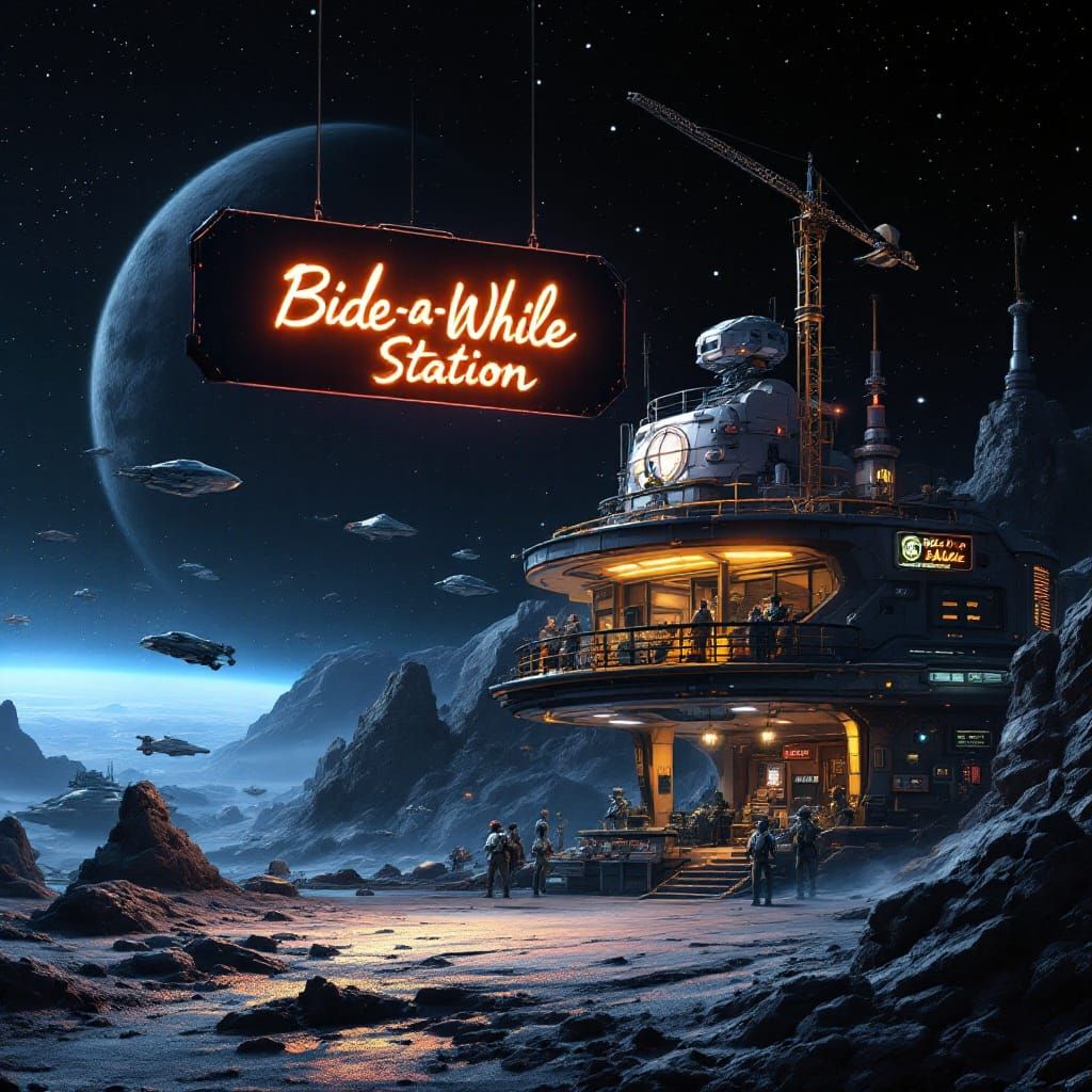 Bide-a-While Asteroid Space Station in Ultra Detail